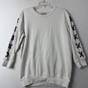Hayden Los Angeles‎ sweatshirt sz M cream off white long laced sleeves oversized